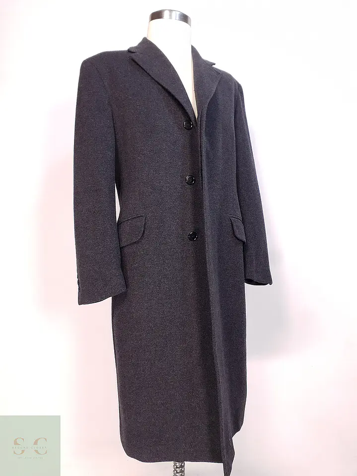 Abrigo Largo Plomo San Remo Lana Virgen Cashmere Talla 2XL 1