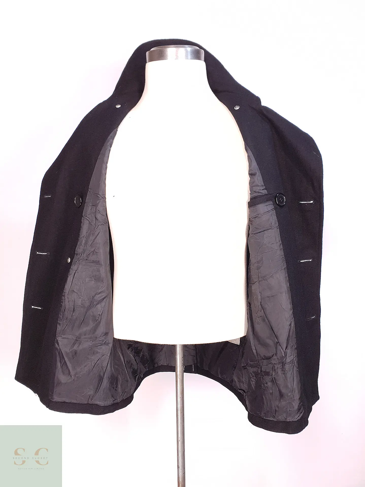 Abrigo Marinero Negro Japonés Suggestion - Lana Talla S 11
