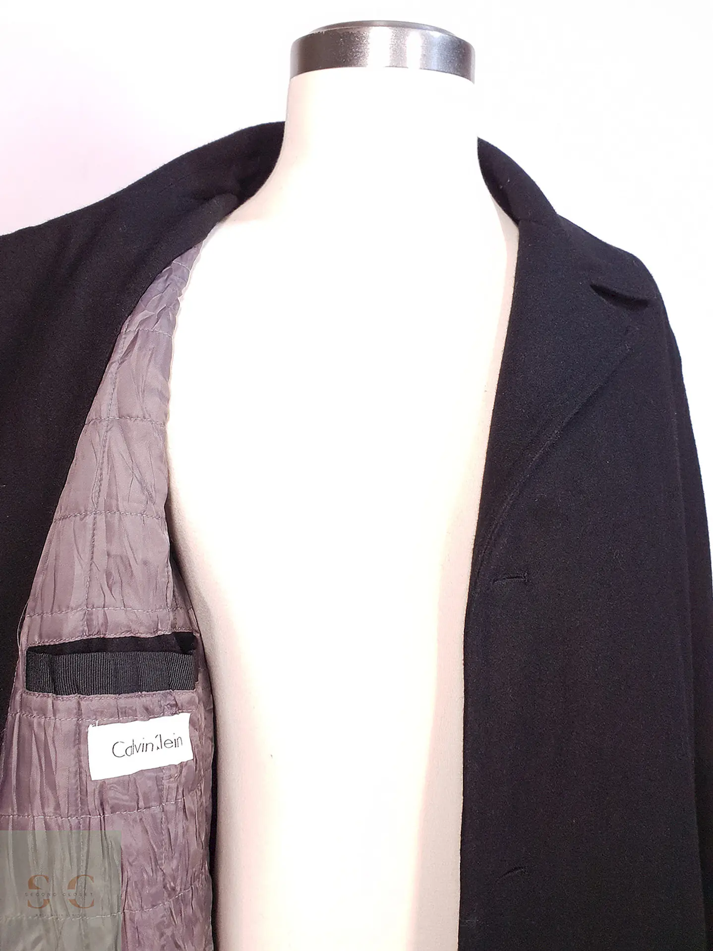 Abrigo Chaquetón Negro Calvin Klein 50% Lana Talla XXL 11