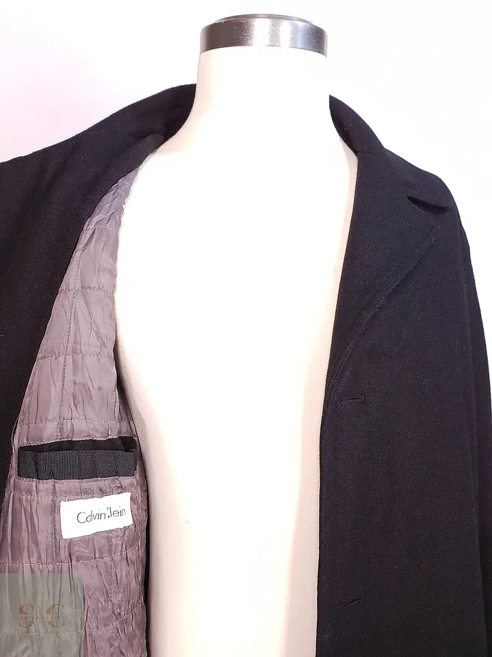 Abrigo Chaquetón Negro Calvin Klein 50% Lana Talla XXL 11