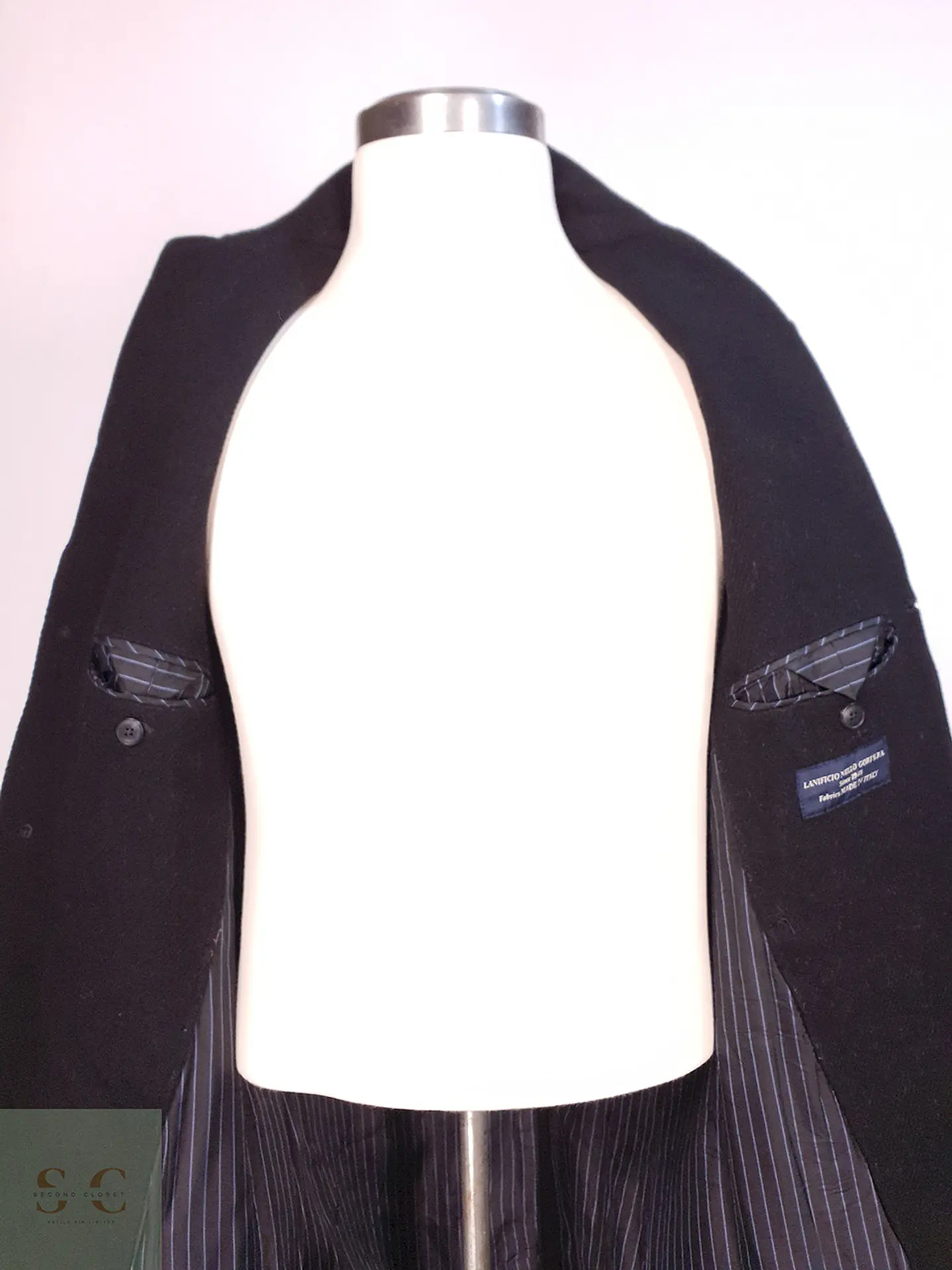 Abrigo Negro GAP Lana Italiano Lanificio Nello Gori - Talla S 9