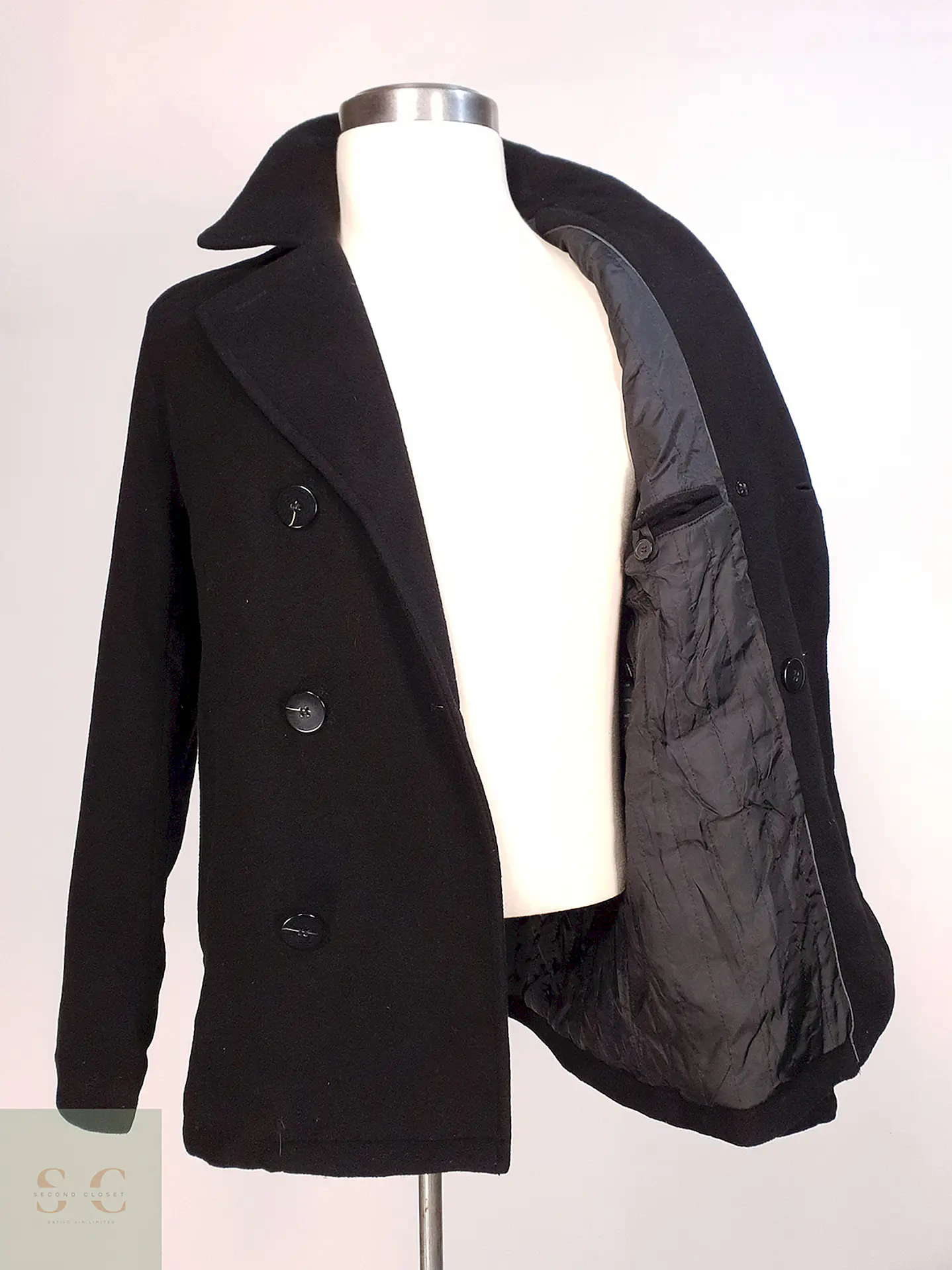 Abrigo Marinero Negro Kenneth Cole - Lana Talla S 11