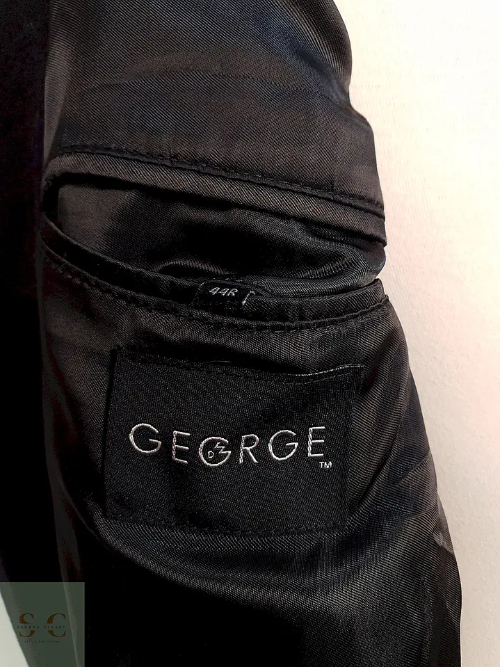 Abrigo Largo Negro Lana George Talla XL 12