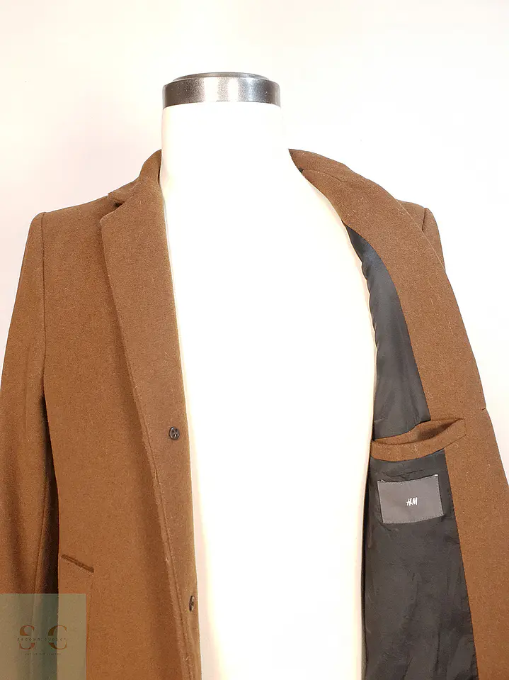 Abrigo Camel H&M Mezcla Lana Talla S 11