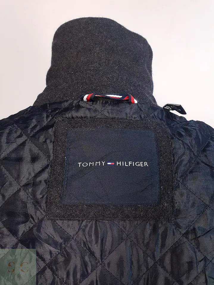 Abrigo Tommy Hilfiger Plomo - Lana Talla SM 12