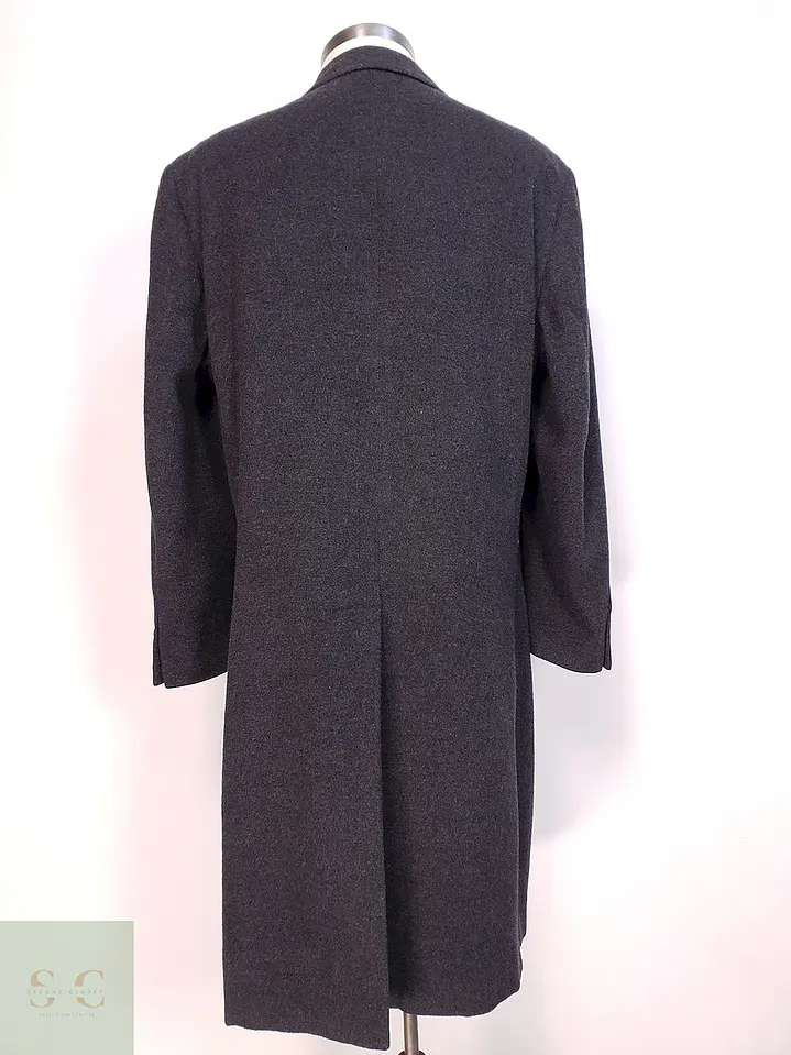 Abrigo Largo Plomo San Remo Lana Virgen Cashmere Talla 2XL 12