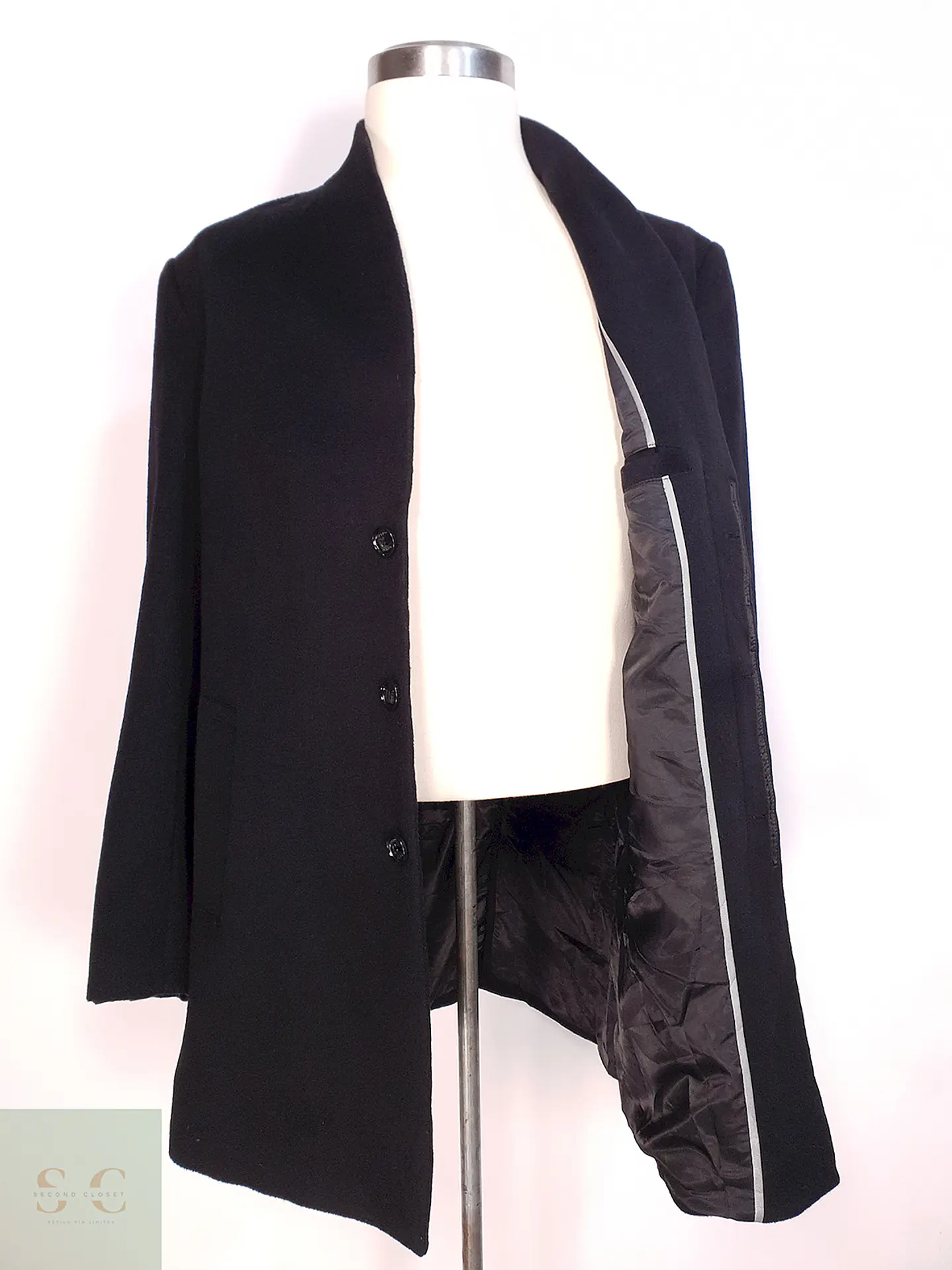 Abrigo Negro Aptro 100% Lana Talla M 7