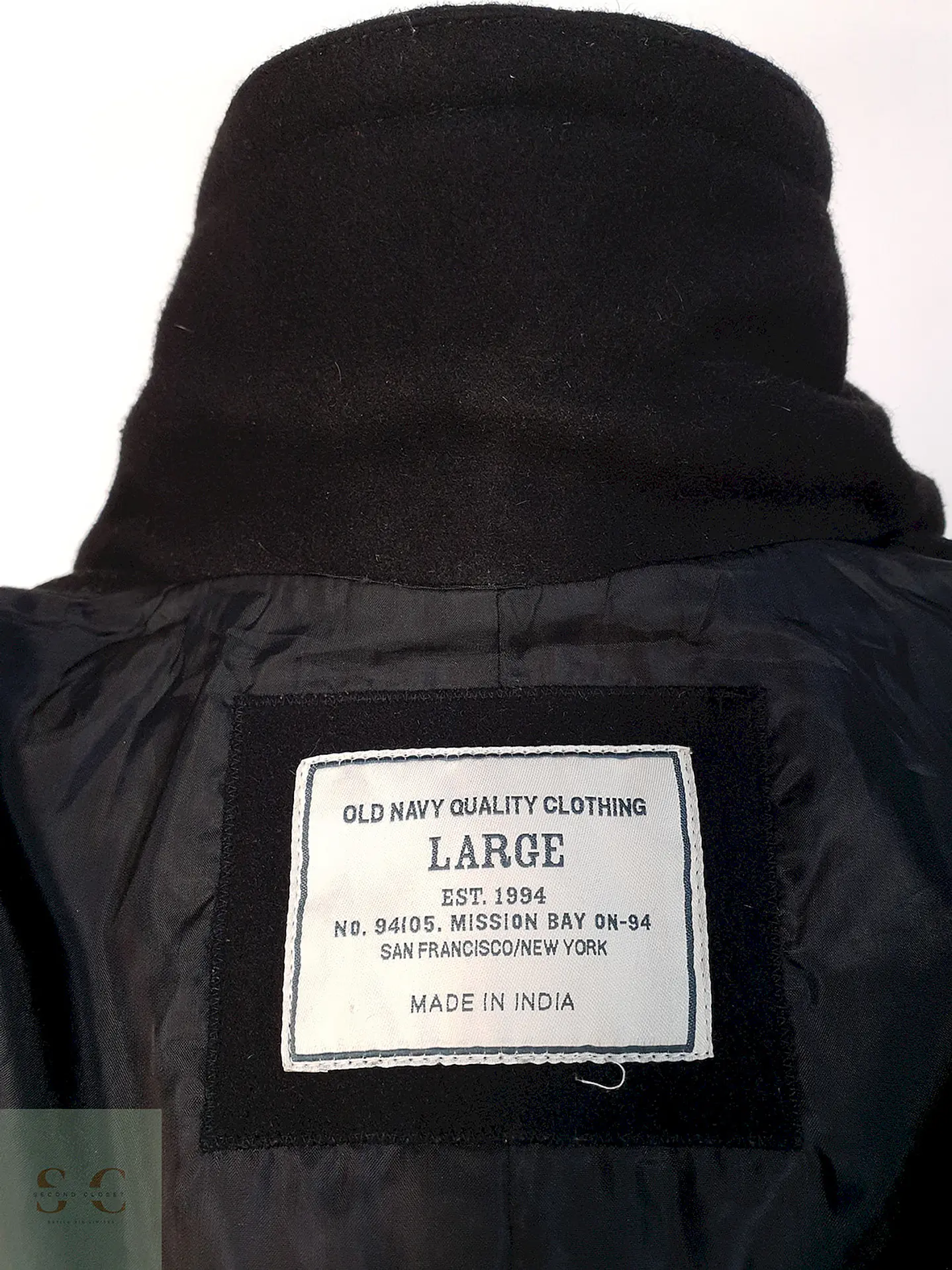 Abrigo Marinero Negro Old Navy Lana Virgen Talla L 12