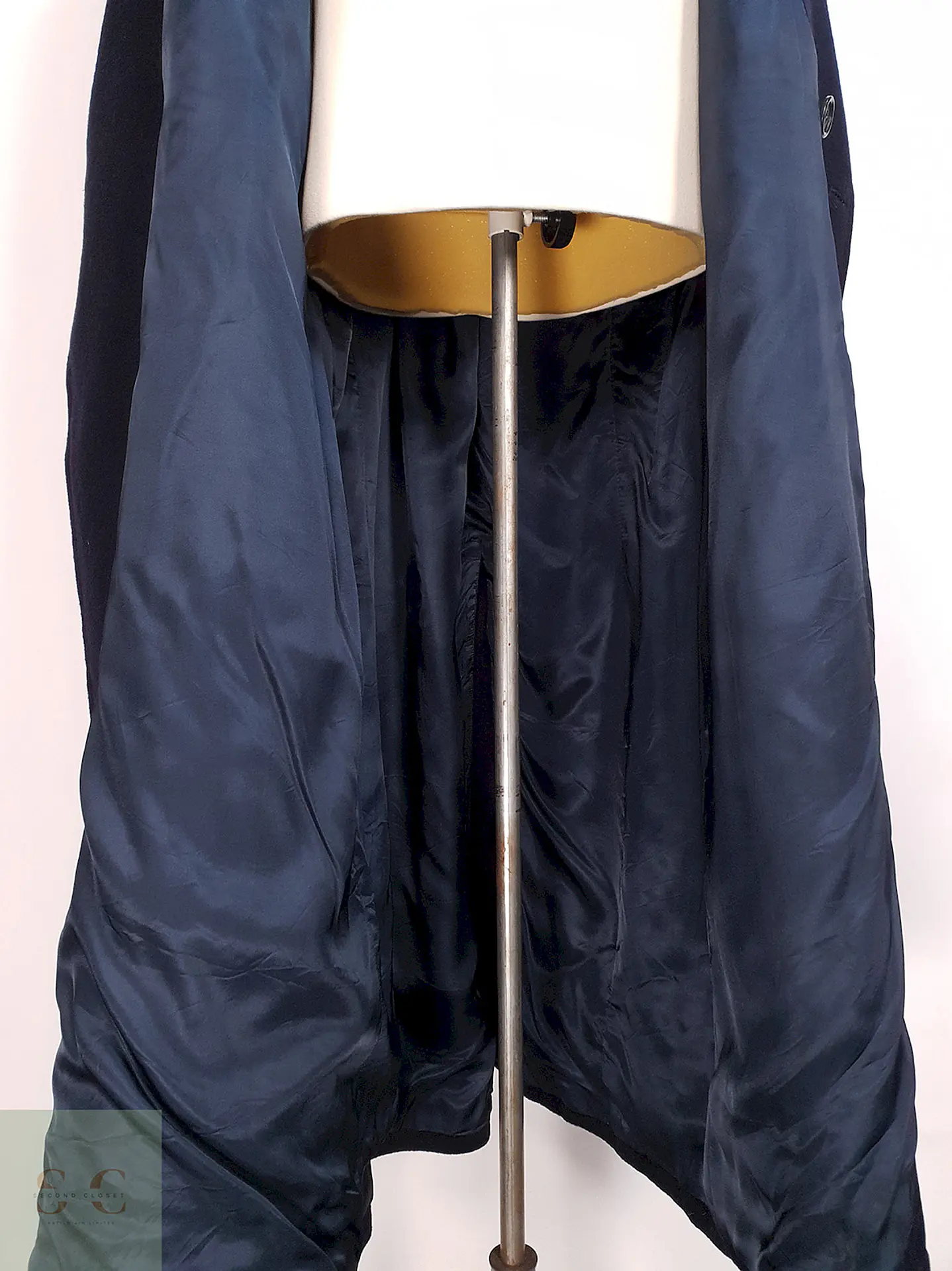 Abrigo Cruzado Largo Azul James Whitehead Lana Cashmere Talla XL 13