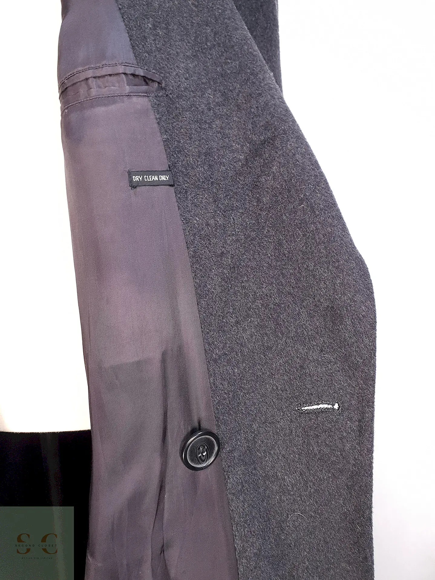 Abrigo Largo Cruzado Plomo Lana Cashmere Talla L 13