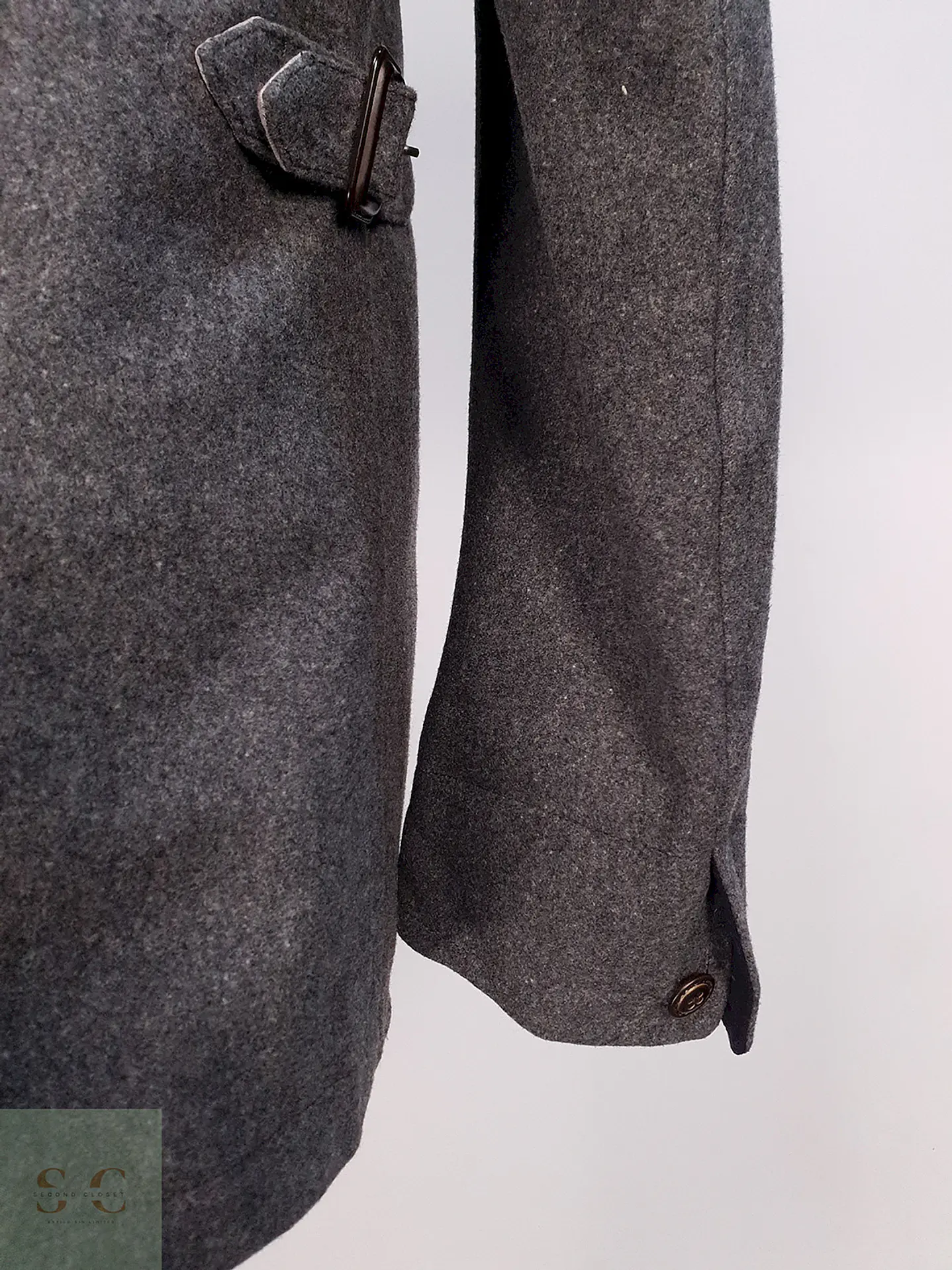 Abrigo Corto Gris Lana Cashmere Mens Melrose con Chaleco Talla SM 13