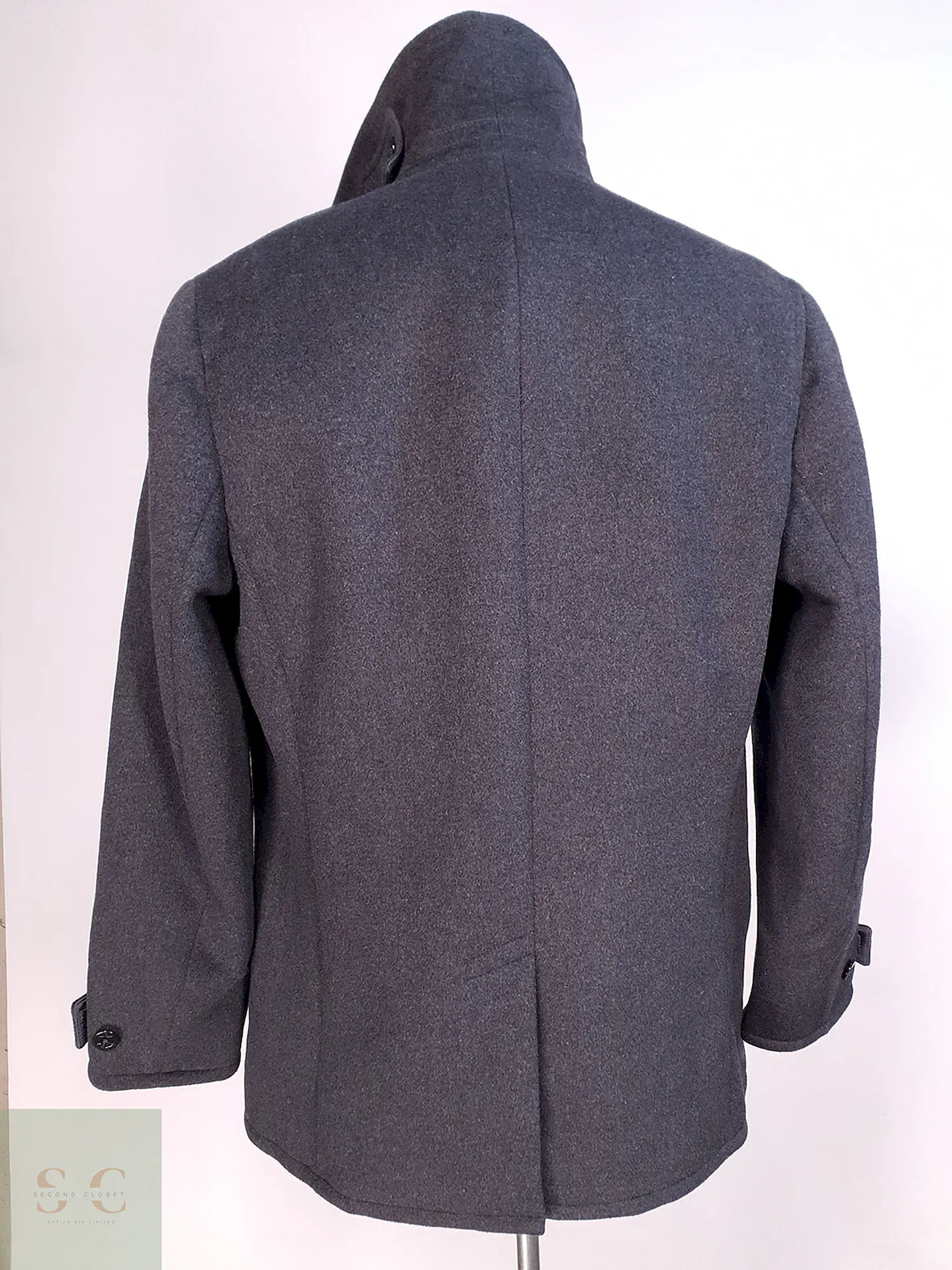 Abrigo Marinero Plomo Lands' End Lana gruesa Talla SM 11