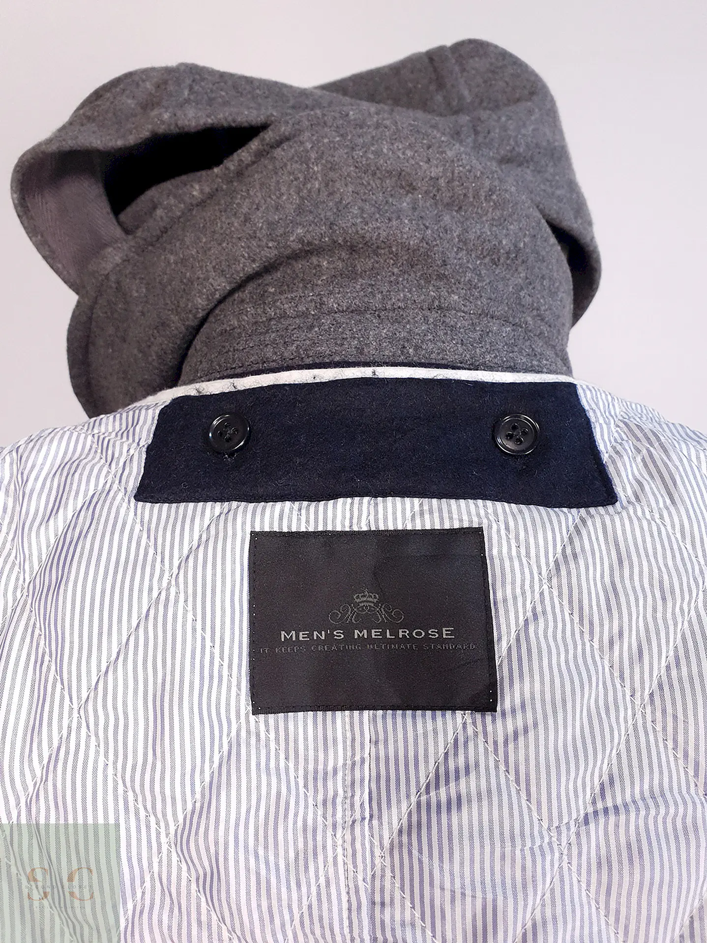 Abrigo Corto Gris Lana Cashmere Mens Melrose con Chaleco Talla SM 14