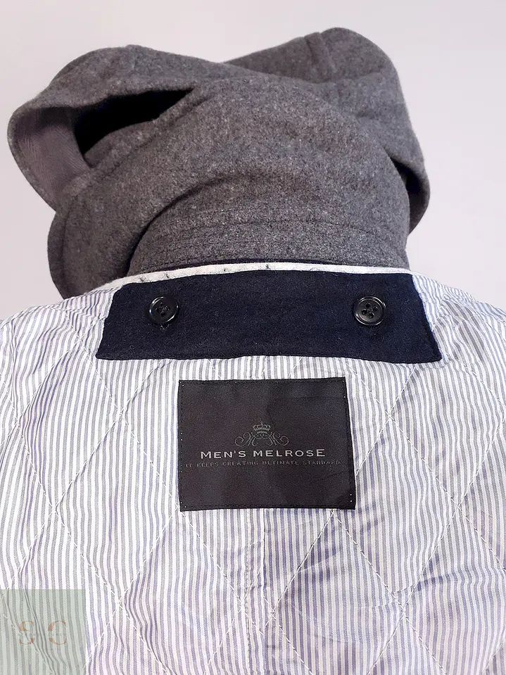 Abrigo Corto Gris Lana Cashmere Mens Melrose con Chaleco Talla SM 14