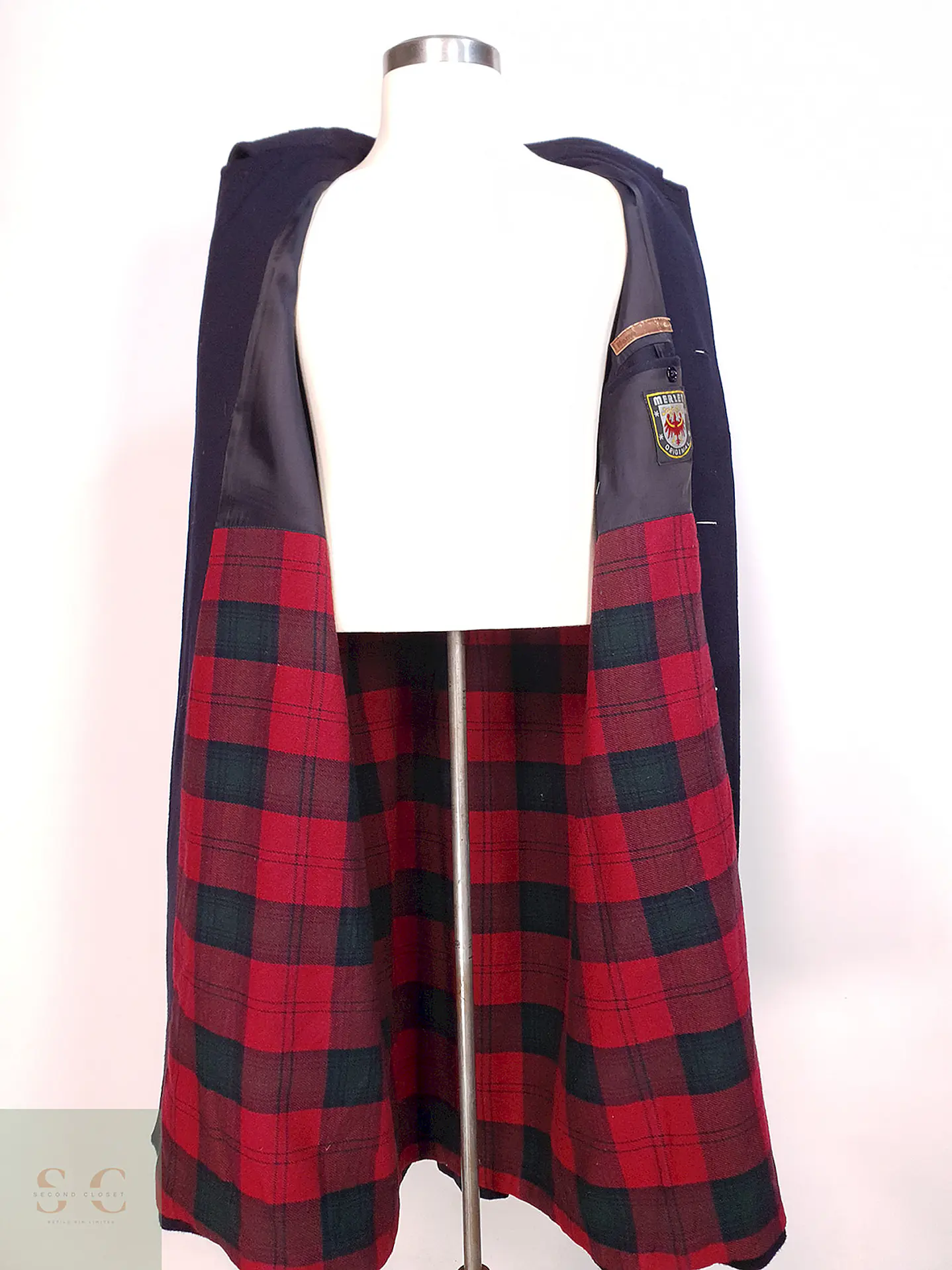 Abrigo Largo Azul Marino Merlet Original Lana y Lana de Cordero Talla LXL 10
