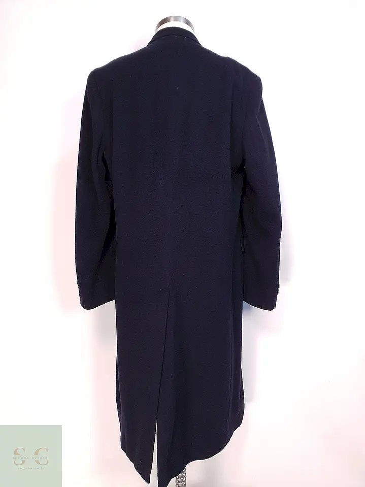 Abrigo Cruzado Largo Azul James Whitehead Lana Cashmere Talla XL 16