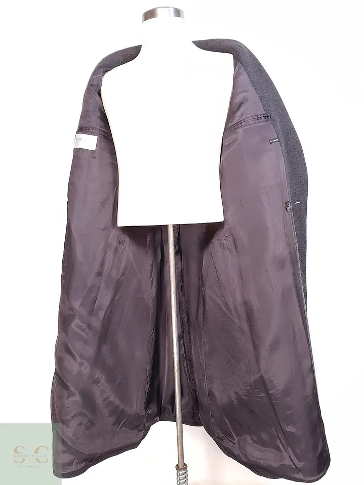 Abrigo Largo Cruzado Plomo Lana Cashmere Talla L 16