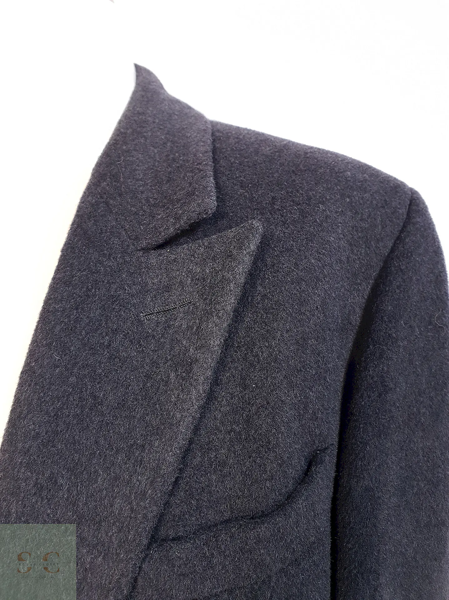 Abrigo Largo Cruzado Plomo Lana Cashmere Talla L 17