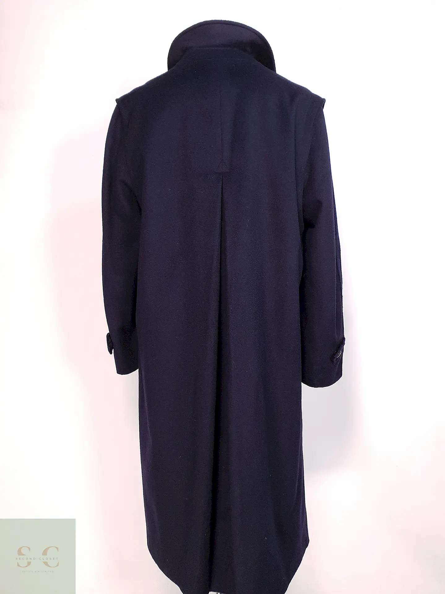 Abrigo Largo Azul Marino Merlet Original Lana y Lana de Cordero Talla LXL 15