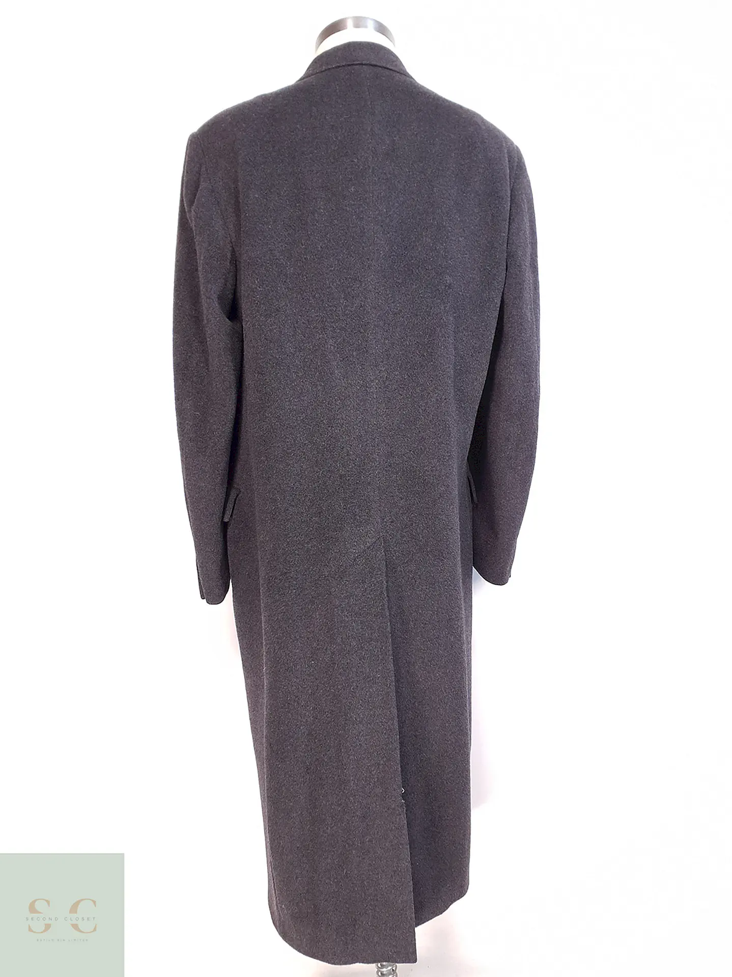 Abrigo Largo Cruzado Plomo Lana Cashmere Talla L 18