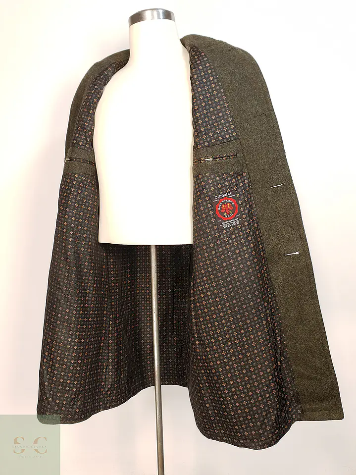 Abrigo Largo Loden Verde Baur Tirol 100% Lana Virgen Talla L 20