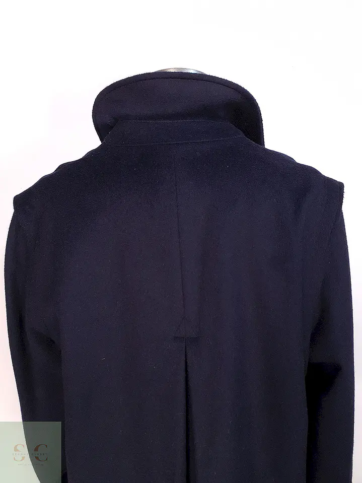 Abrigo Largo Azul Marino Merlet Original Lana y Lana de Cordero Talla LXL 17