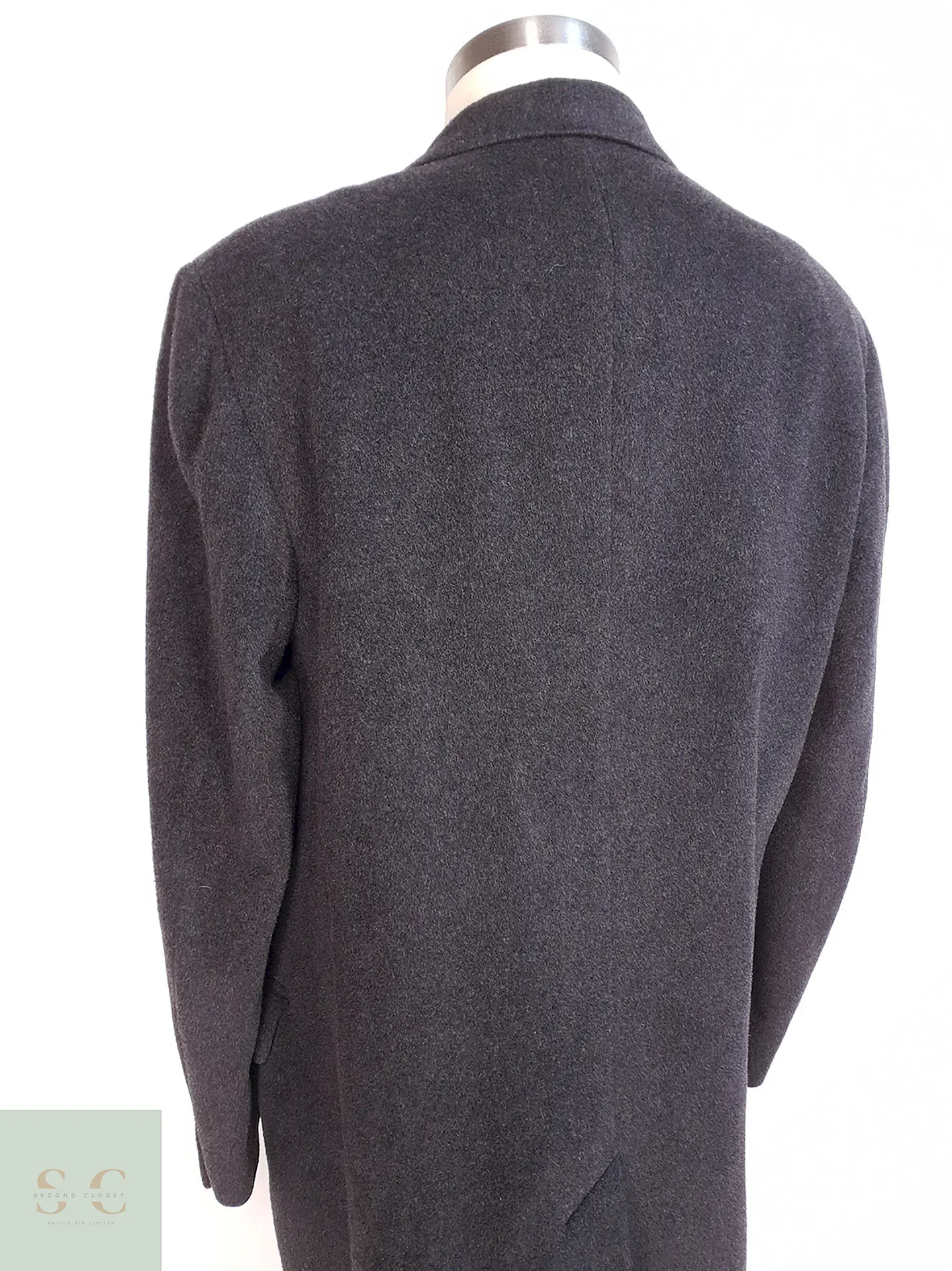 Abrigo Largo Cruzado Plomo Lana Cashmere Talla L 19
