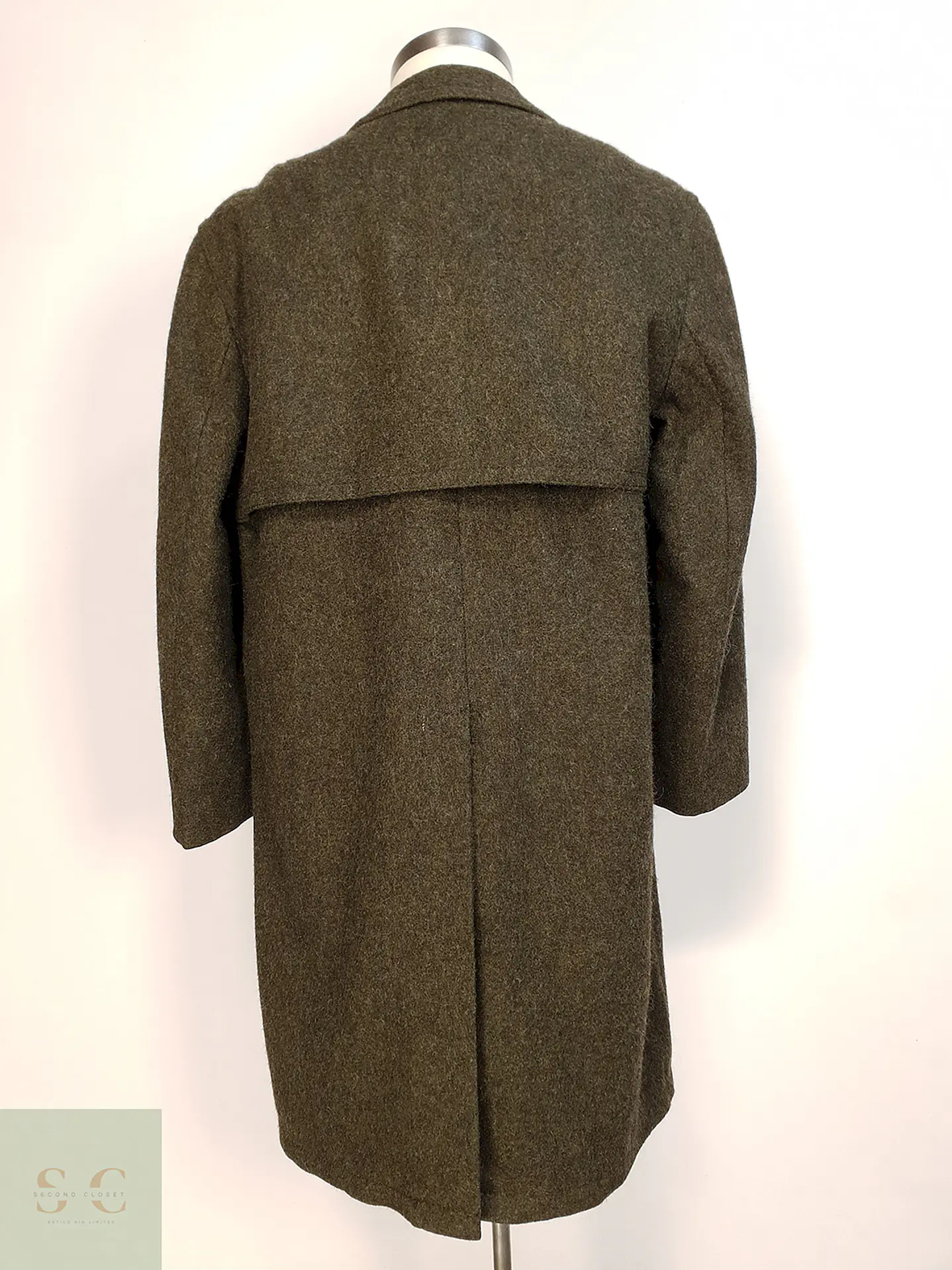 Abrigo Largo Loden Verde Baur Tirol 100% Lana Virgen Talla L 12