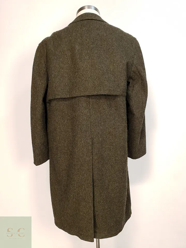 Abrigo Largo Loden Verde Baur Tirol 100% Lana Virgen Talla L 12