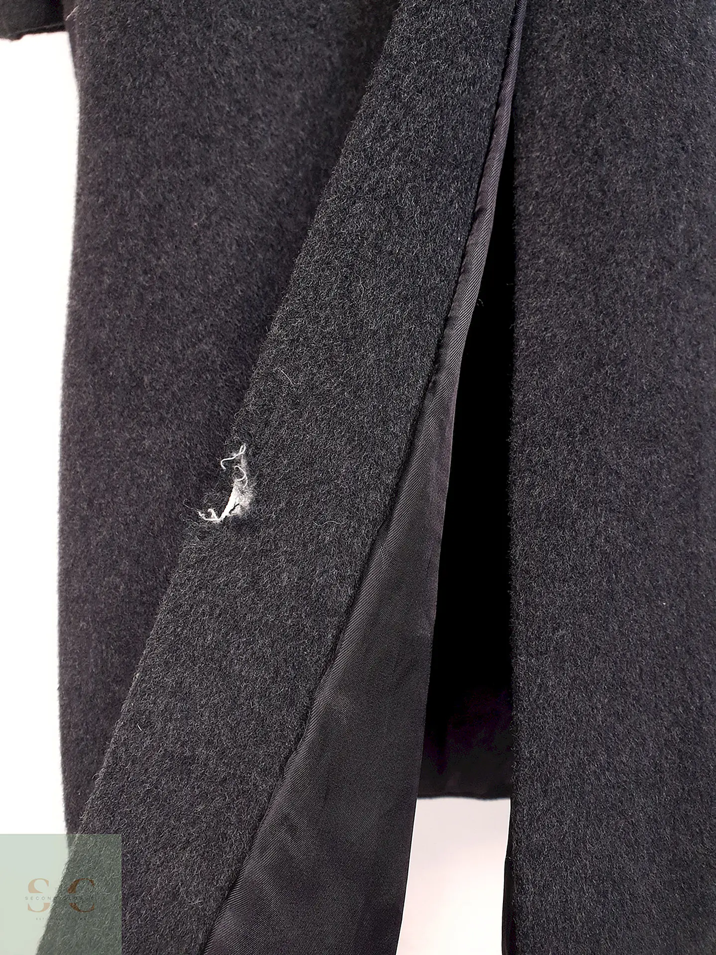Abrigo Largo Cruzado Plomo Lana Cashmere Talla L 21