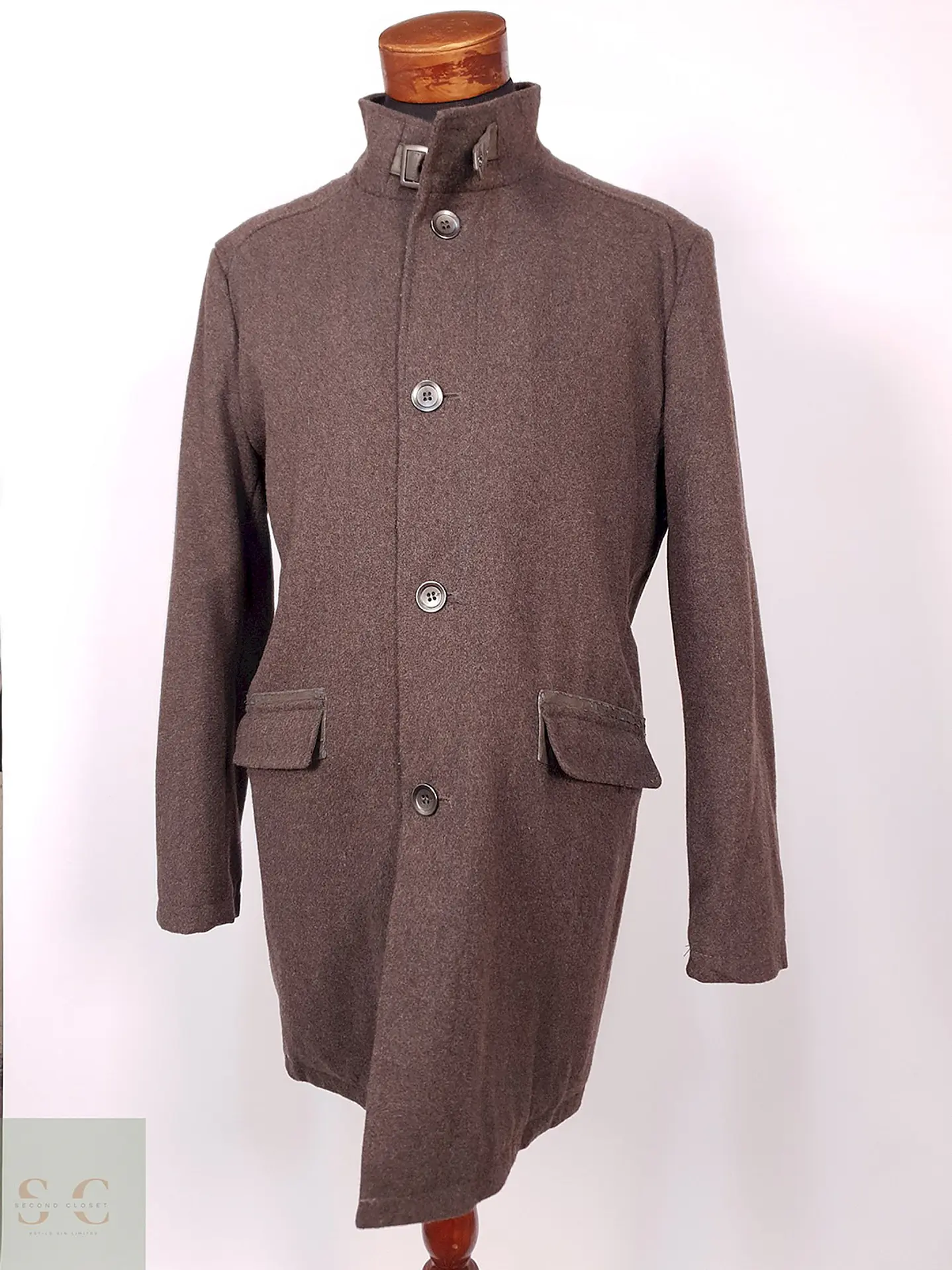 Abrigo Kenneth Cole Café Lana Talla LXL 2