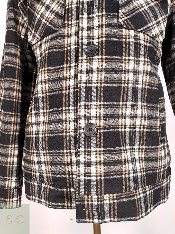 Chaqueta Leñadora KWN Cuadros Negro, Blanco y Beige – Talla SM 4