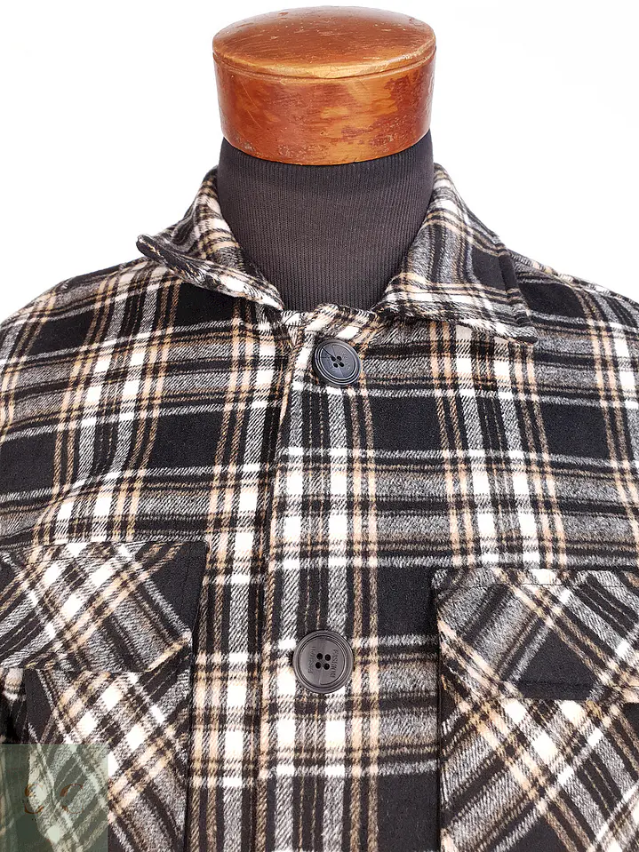 Chaqueta Leñadora KWN Cuadros Negro, Blanco y Beige – Talla SM 2