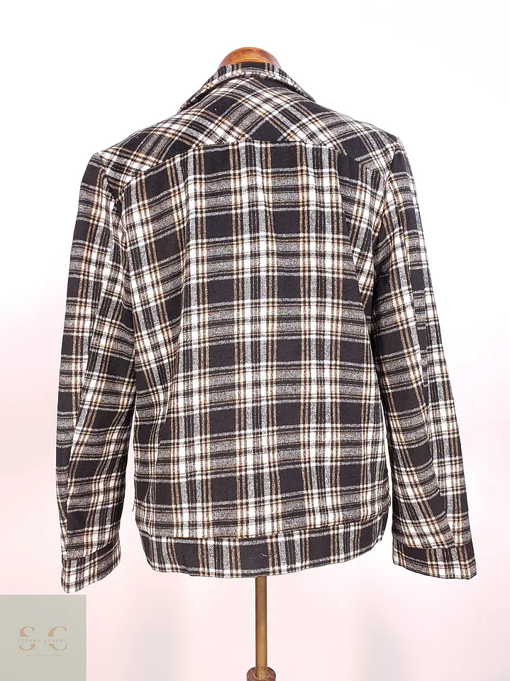 Chaqueta Leñadora KWN Cuadros Negro, Blanco y Beige – Talla SM 8