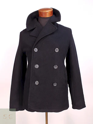 Abrigo Marinero Negro Old Navy Lana Talla SM