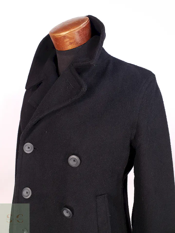 Abrigo Marinero Negro Old Navy Lana Talla SM 2