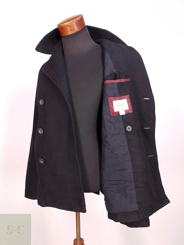 Abrigo Marinero Negro Old Navy Lana Talla SM 7