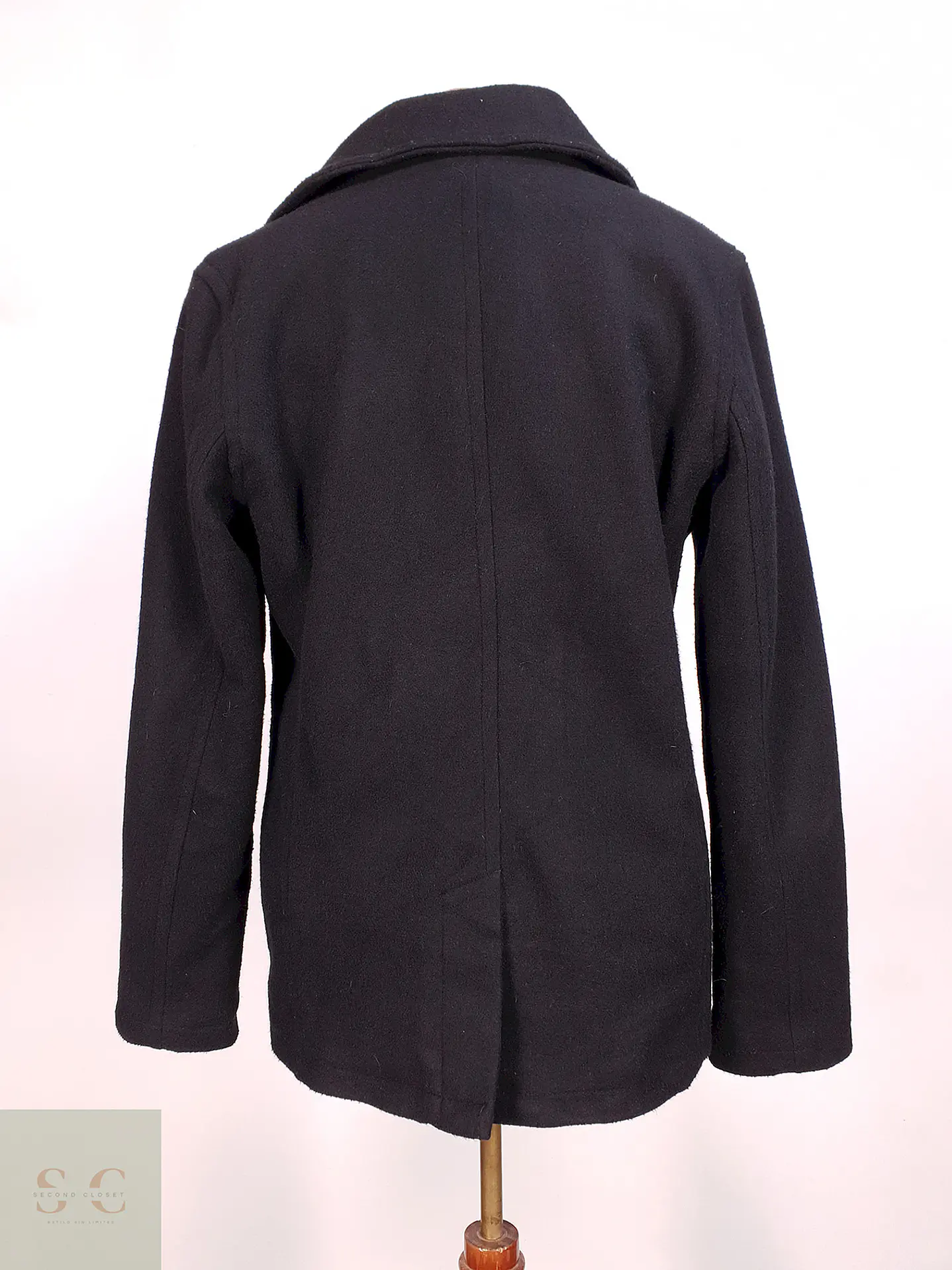 Abrigo Marinero Negro Old Navy Lana Talla SM 9