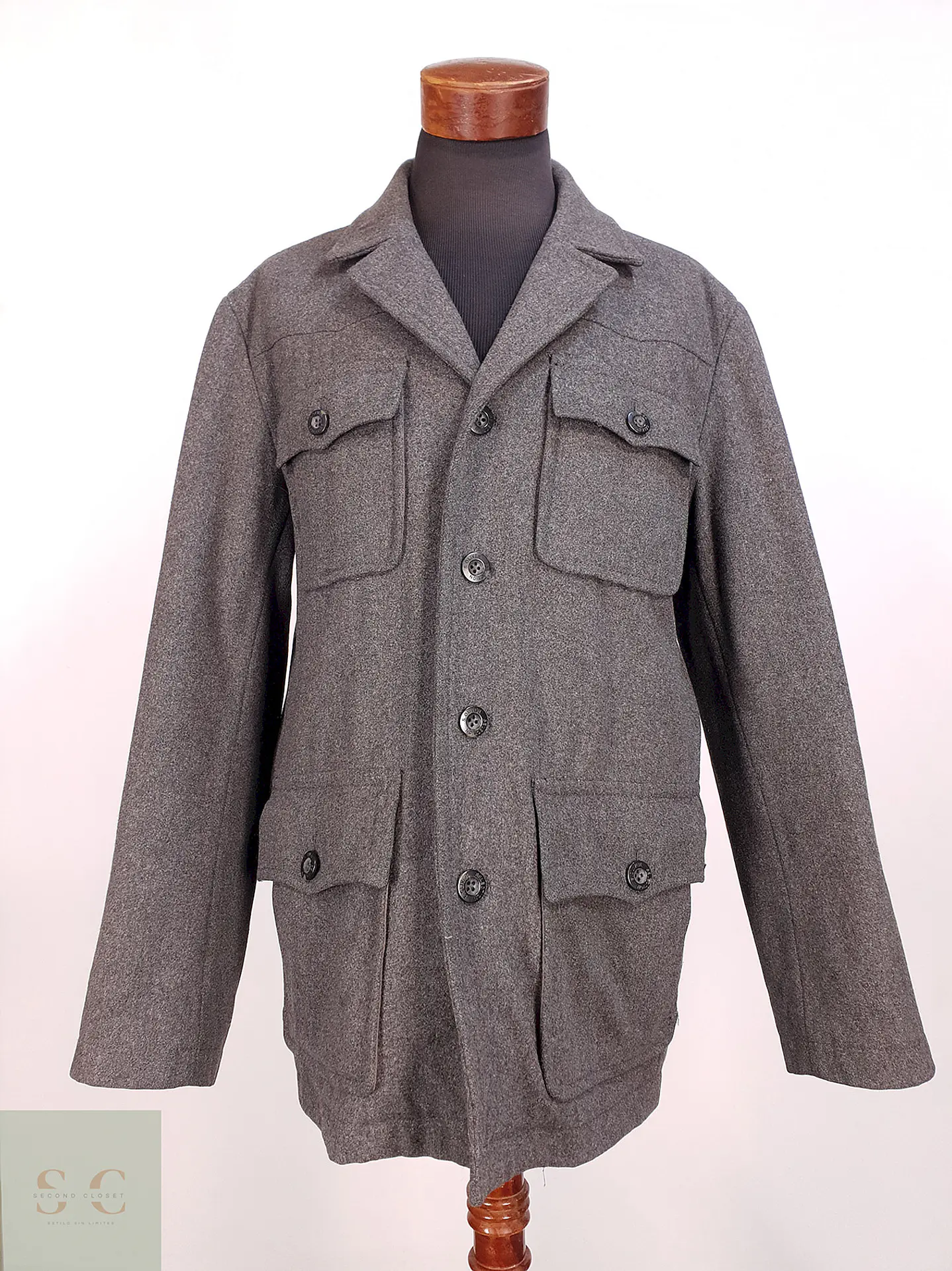 Chaqueta Abrigo S. Oliver Selección Gris Lana Talla XL 1