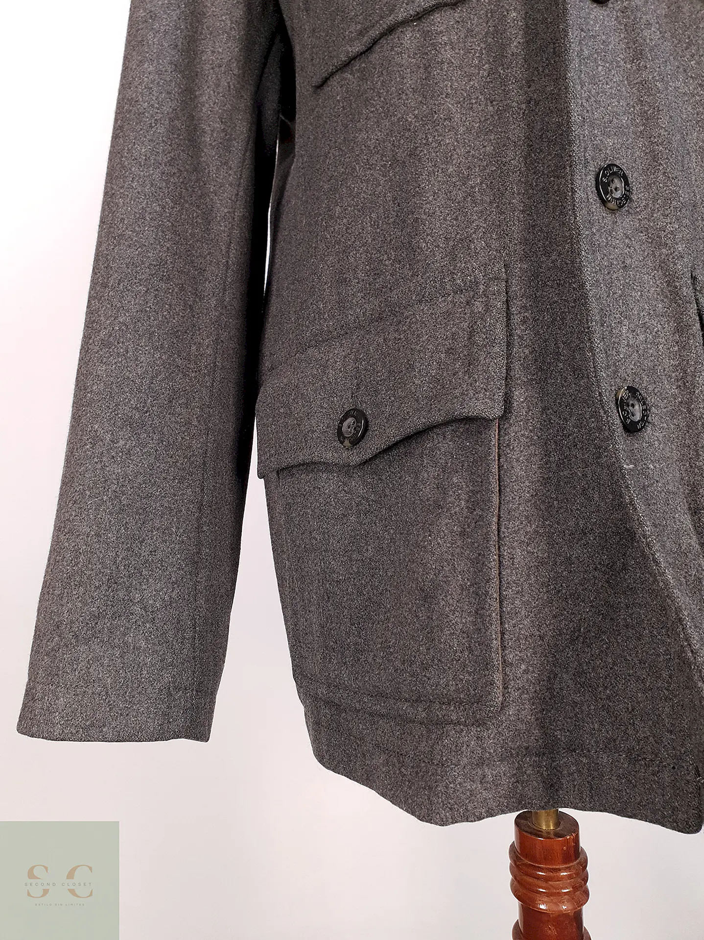 Chaqueta Abrigo S. Oliver Selección Gris Lana Talla XL 5