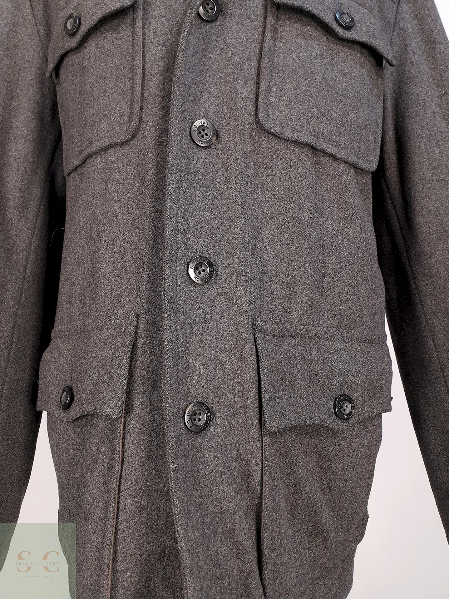 Chaqueta Abrigo S. Oliver Selección Gris Lana Talla XL 6