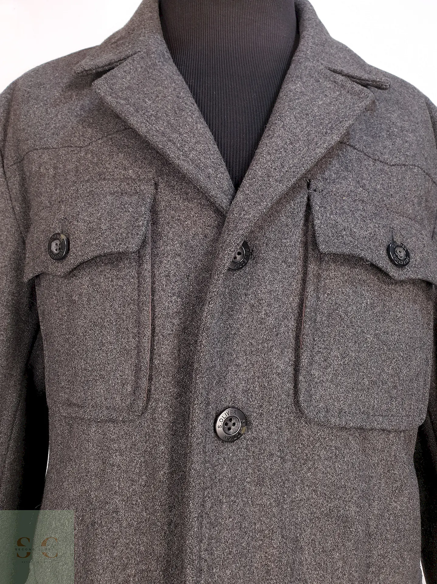 Chaqueta Abrigo S. Oliver Selección Gris Lana Talla XL 4