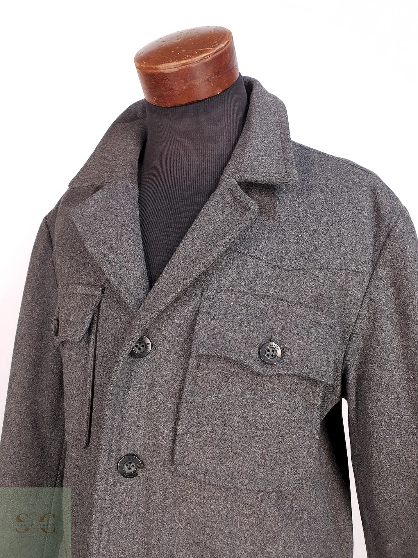 Chaqueta Abrigo S. Oliver Selección Gris Lana Talla XL 3