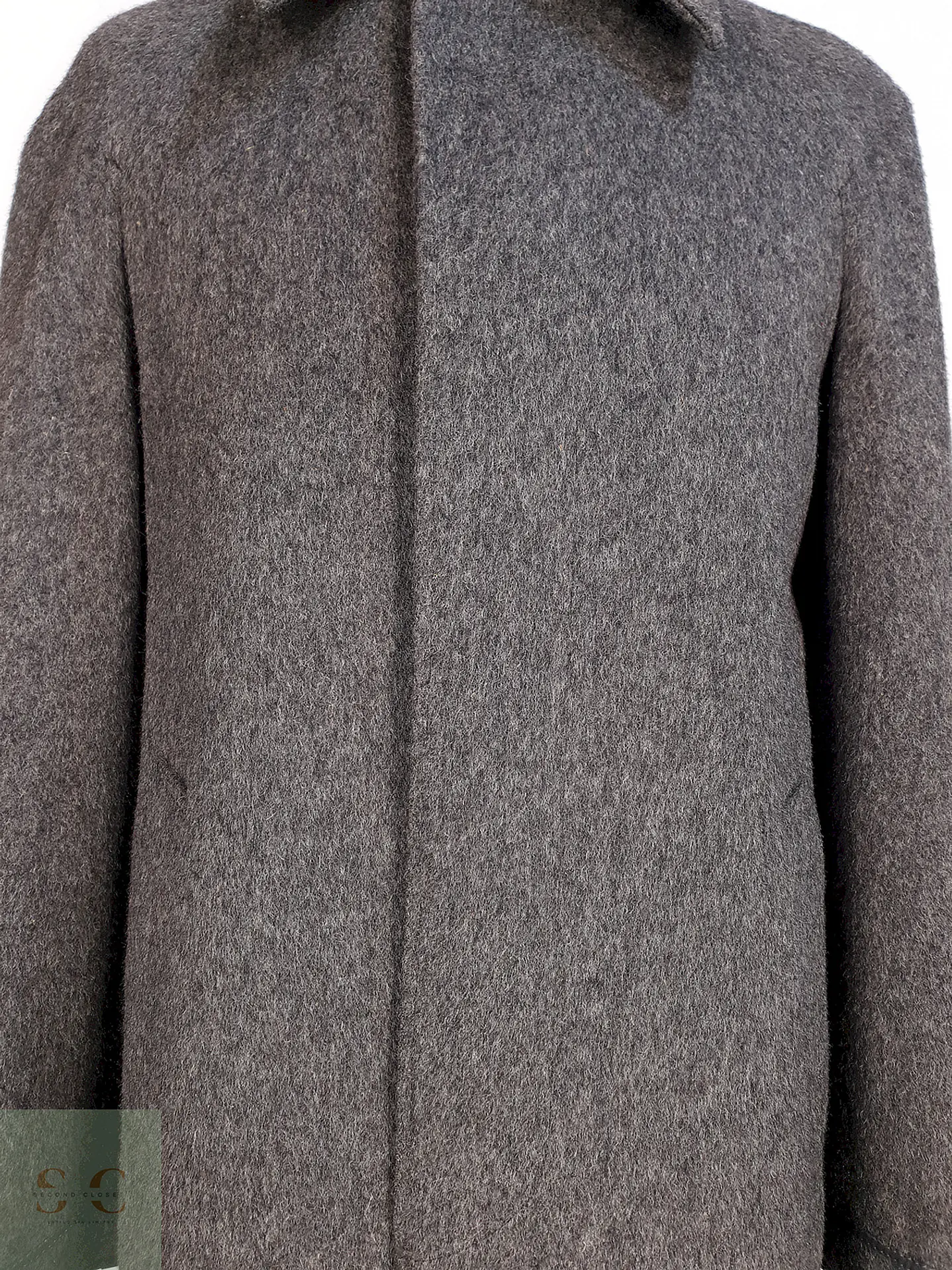 Abrigo Largo Gris Sangiorgio Italiano Talla M 11