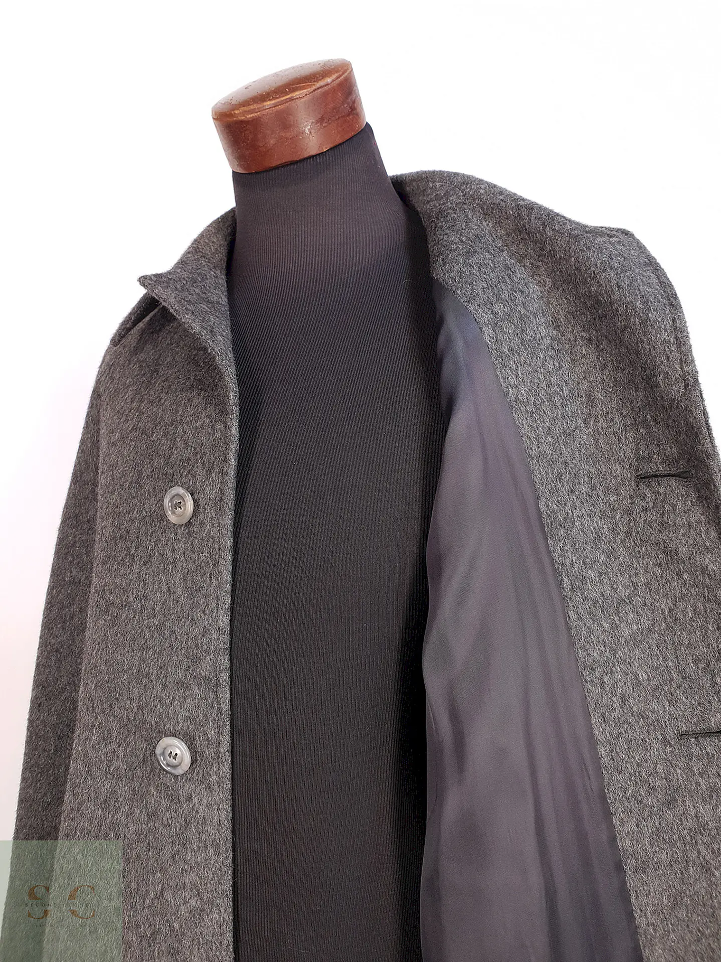 Abrigo Largo Gris Sangiorgio Italiano Talla M 12