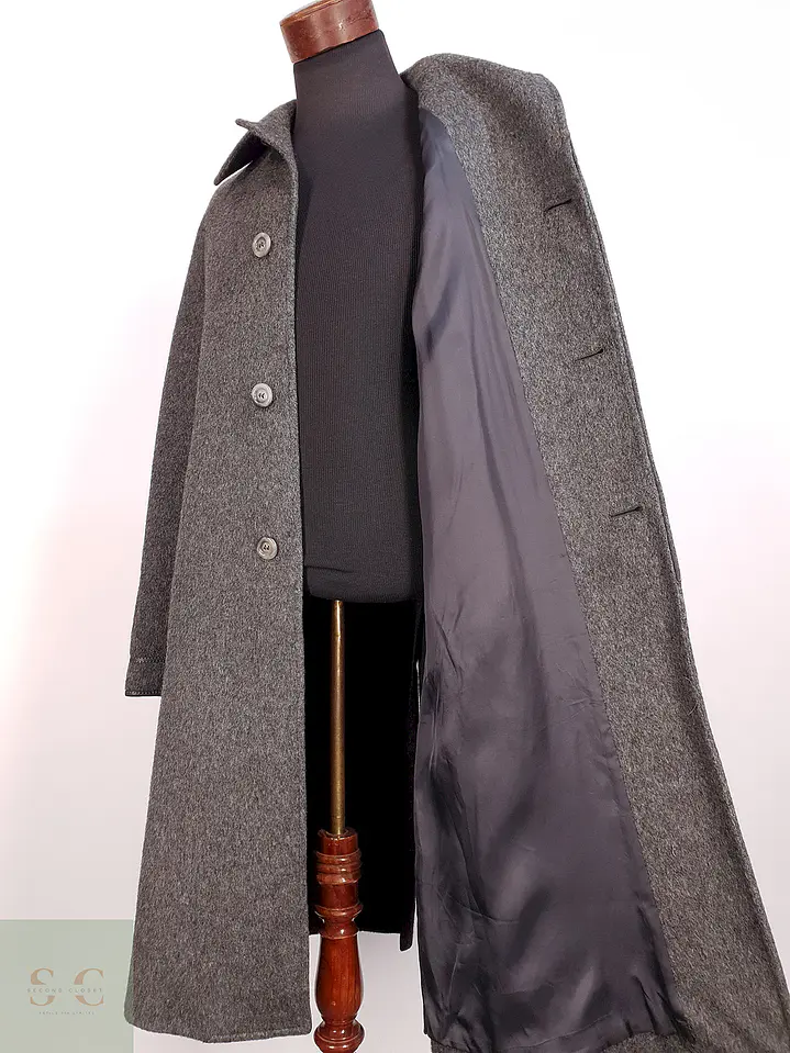 Abrigo Largo Gris Sangiorgio Italiano Talla M 13