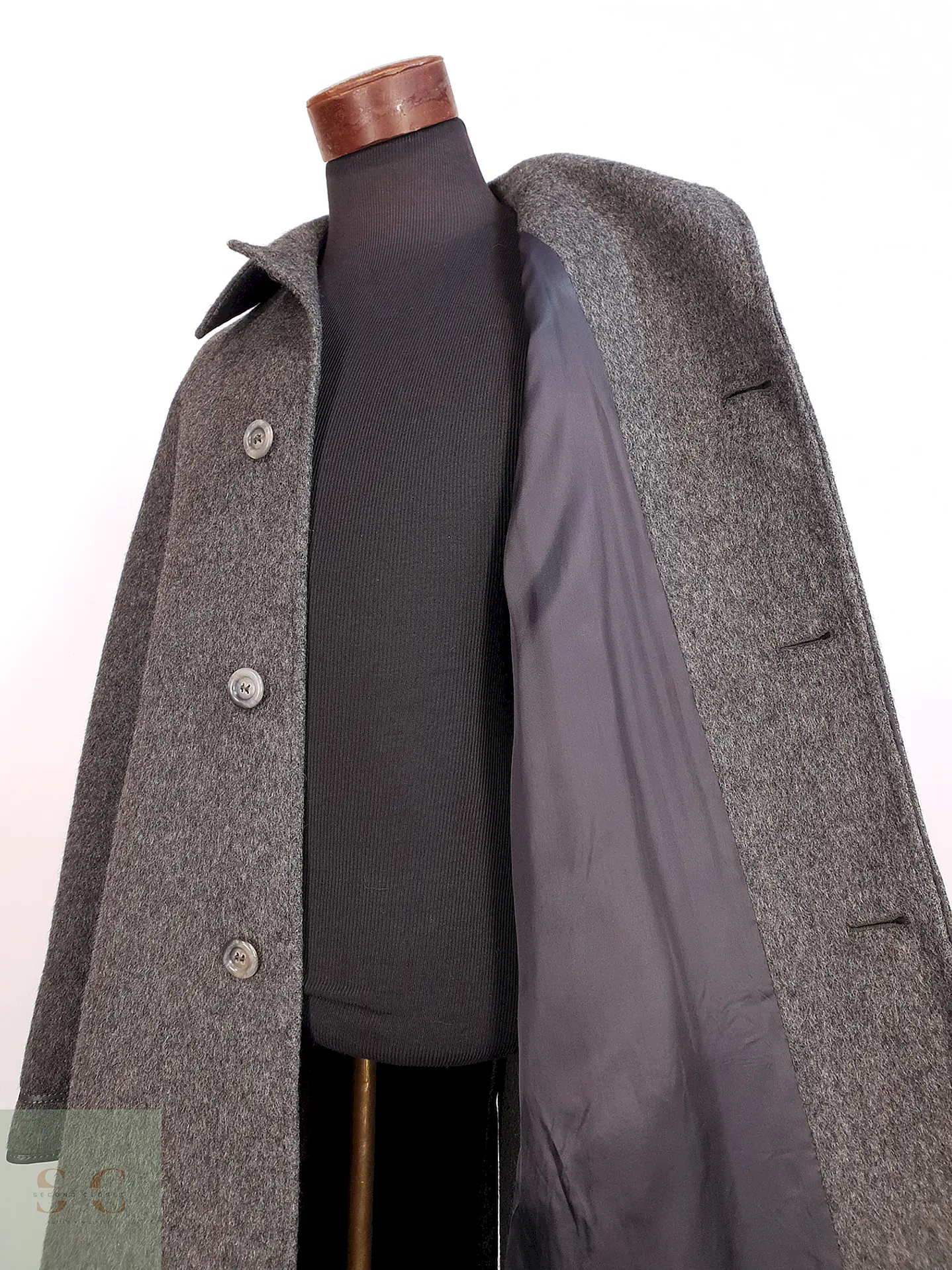 Abrigo Largo Gris Sangiorgio Italiano Talla M 14