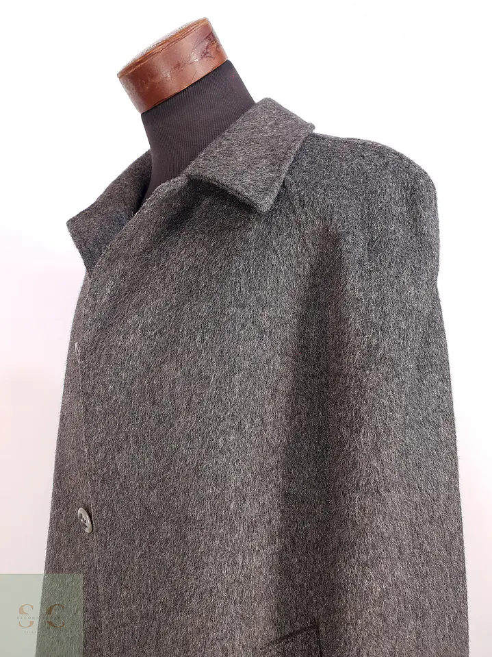 Abrigo Largo Gris Sangiorgio Italiano Talla M 16