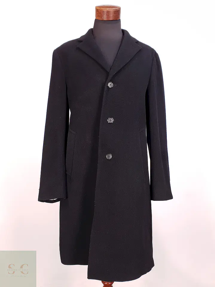 Abrigo Largo Negro Perry Ellis Lana y Cashmere Talla L 1