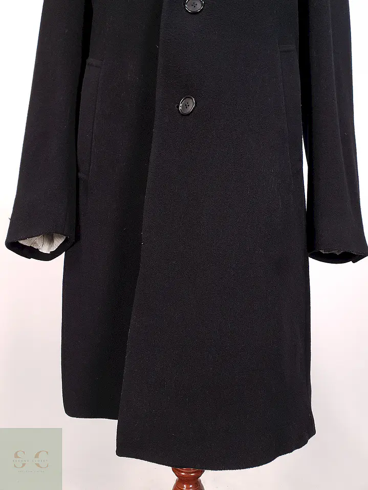 Abrigo Largo Negro Perry Ellis Lana y Cashmere Talla L 6